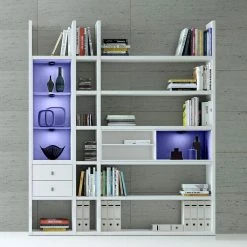 Loftscape Regalwand Emporior III.B - Weiß - Mit Beleuchtung -Wohnzimmermöbel boutique en ligne regalwand emporior iii b rgb led beleuchtung weiss 3397801