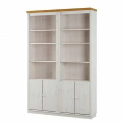 Maison Belfort Regalwand Lillehammer III - Kiefer massiv - Kiefer Weiß / Kiefer Honig