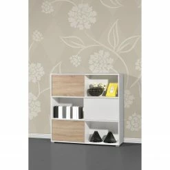 Germania Schiebetürenregal Mingle II - Weiß/Eiche Sonoma Dekor -Wohnzimmermöbel boutique en ligne schiebetuerenregal mingle ii weiss eiche sonoma dekor 5029212