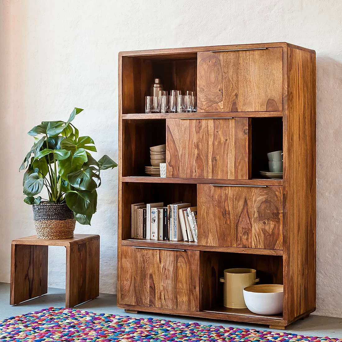 Ars Natura Schiebetürenregal Trangle - Sheesham massiv 4 Ars Natura Schiebetürenregal Trangle - Sheesham massiv – Bild 4