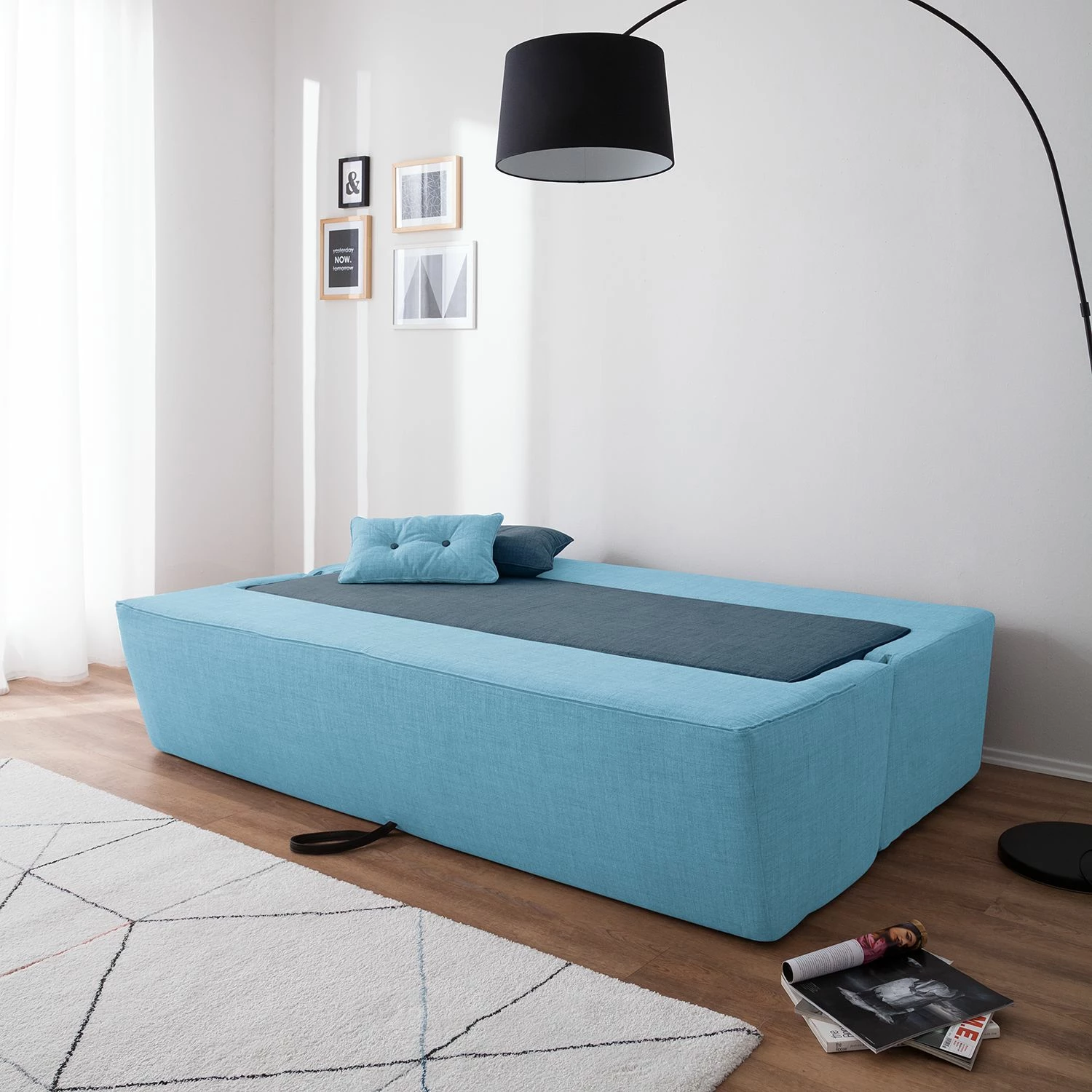 Mørteens Schlafsofa Divri Webstoff - Marineblau / Aqua 4 Mørteens Schlafsofa Divri Webstoff - Marineblau / Aqua – Bild 4