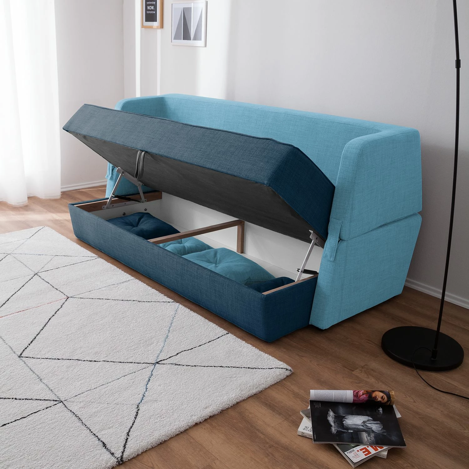 Mørteens Schlafsofa Divri Webstoff - Marineblau / Aqua 5 Mørteens Schlafsofa Divri Webstoff - Marineblau / Aqua – Bild 5