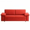 Chillout by Franz Fertig Schlafsofa Plaza Echtleder - Rot - Breite: 222 cm - Armlehne verstellbar