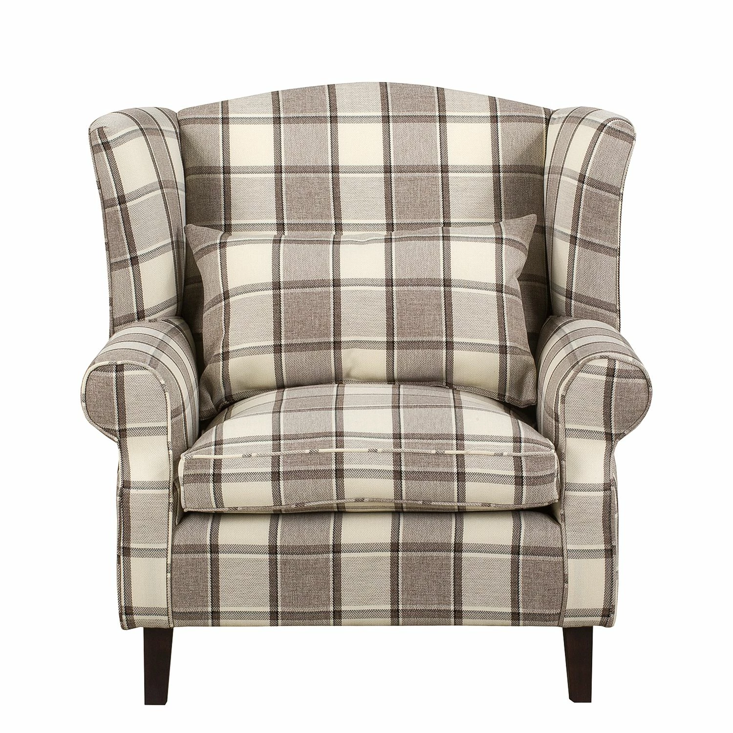 Maison Belfort Ohrensessel Colmar XL Webstoff - Braun / Beige 2 Maison Belfort Ohrensessel Colmar XL Webstoff - Braun / Beige – Bild 2