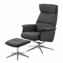 Fredriks Sessel Dingle (mit Hocker) - Webstoff - Grau