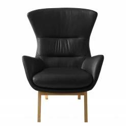 Studio Copenhagen Sessel Hepburn I - Echtleder Neka: Schwarz - Eiche Dunkel -Wohnzimmermöbel boutique en ligne sessel hepburn echtleder echtleder neka schwarz 5024152