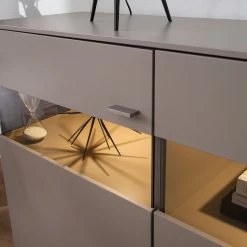 GWINNER Sideboard Anzio - Matt Fango / Balkeneiche - Mit Beleuchtung -Wohnzimmermöbel boutique en ligne sideboard anzio mit beleuchtung matt fango balkeneiche 4626260