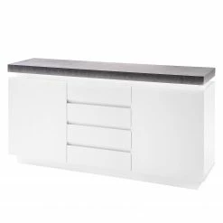 Fredriks Sideboard Namona I - Inkl. Beleuchtung - Weiß / Beton Dekor