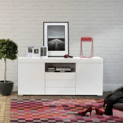 Fredriks Sideboard Roomconcept - Inkl.Beleuchtung - Hochglanz Weiß -Wohnzimmermöbel boutique en ligne sideboard roomconcept inkl led beleuchtung hochglanz weiss 4799900