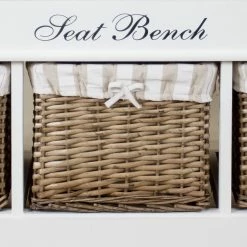 Maison Belfort Sitzbank Elven - Paulownia massiv - Weiß / Braun -Wohnzimmermöbel boutique en ligne sitzbank elven paulownia massiv weiss 4347436