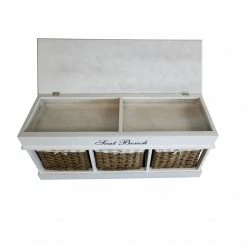 Maison Belfort Sitzbank Elven - Paulownia massiv - Weiß / Braun -Wohnzimmermöbel boutique en ligne sitzbank elven paulownia massiv weiss braun 5036592