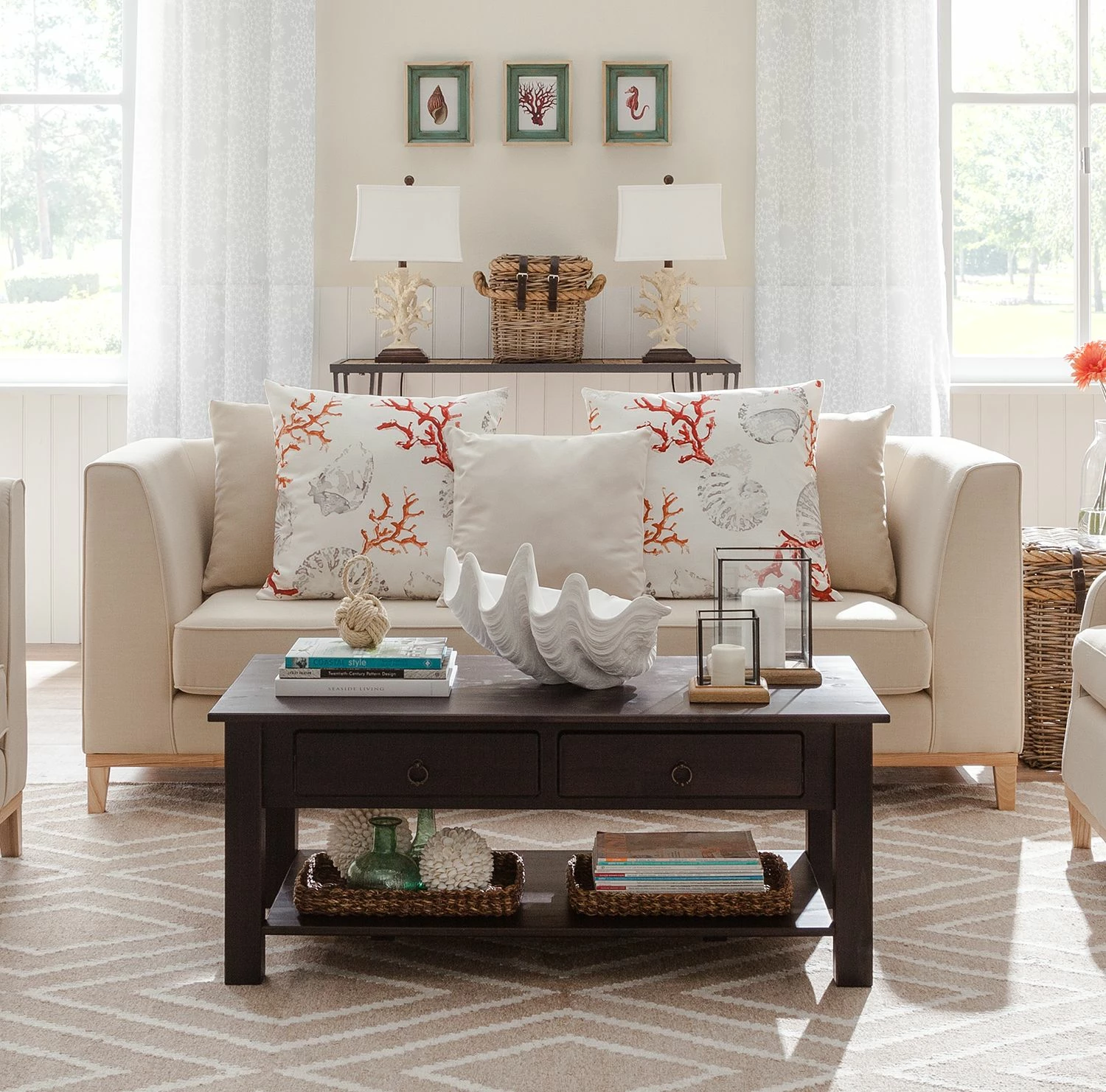 Jack & Alice Sofa Blomma (3-Sitzer) - Webstoff Beige - Gestell: Eichefarbig 3 Jack & Alice Sofa Blomma (3-Sitzer) - Webstoff Beige - Gestell: Eichefarbig – Bild 3