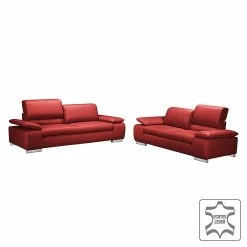 Fredriks Sofa Masca Echtleder (2-Sitzer) - Karminrot -Wohnzimmermöbel boutique en ligne sofa masca 2 sitzer echtleder kaminrot 515468