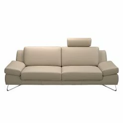 Loftscape Sofa Silvano (3-Sitzer) Echtleder Beige - Kopfstütze verstellbar