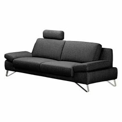 Loftscape Sofa Silvano (3-Sitzer) Webstoff Schwarz - Kopfstütze verstellbar
