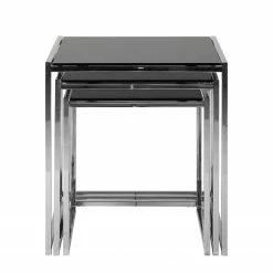 Loftscape Tisch Robin - 3-Satz - schwarze Glasplatte - Chromgestell -Wohnzimmermöbel boutique en ligne tisch robin 3 satz schwarze glasplatte chromgestell 4065088