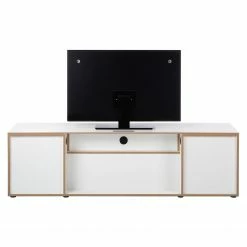 GWINNER Wohnwand Anzio I (4-teilig) - Matt Weiß - Glastür links - Mit Beleuchtung -Wohnzimmermöbel boutique en ligne tv lowboard anzio i weiss 4524312