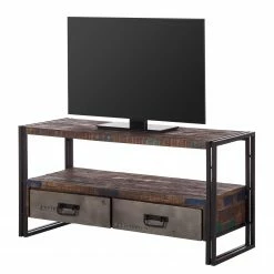 Red Living TV-Lowboard Factory II - Mango massiv / Metall - Vintage Braun