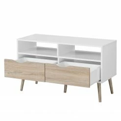 Mørteens TV-Lowboard Sunndal III - Gummibaum teilmassiv -Wohnzimmermöbel boutique en ligne tv lowboard sunndal iii gummibaum teilmassiv weiss eiche dekor 4753872