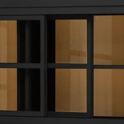 Maison Belfort Vitrinenschrank Azjana - Schwarz / Pinie Honig -Wohnzimmermöbel boutique en ligne vitrinenschrank azjana pinie teilmassiv schwarz pinie honig 3393089