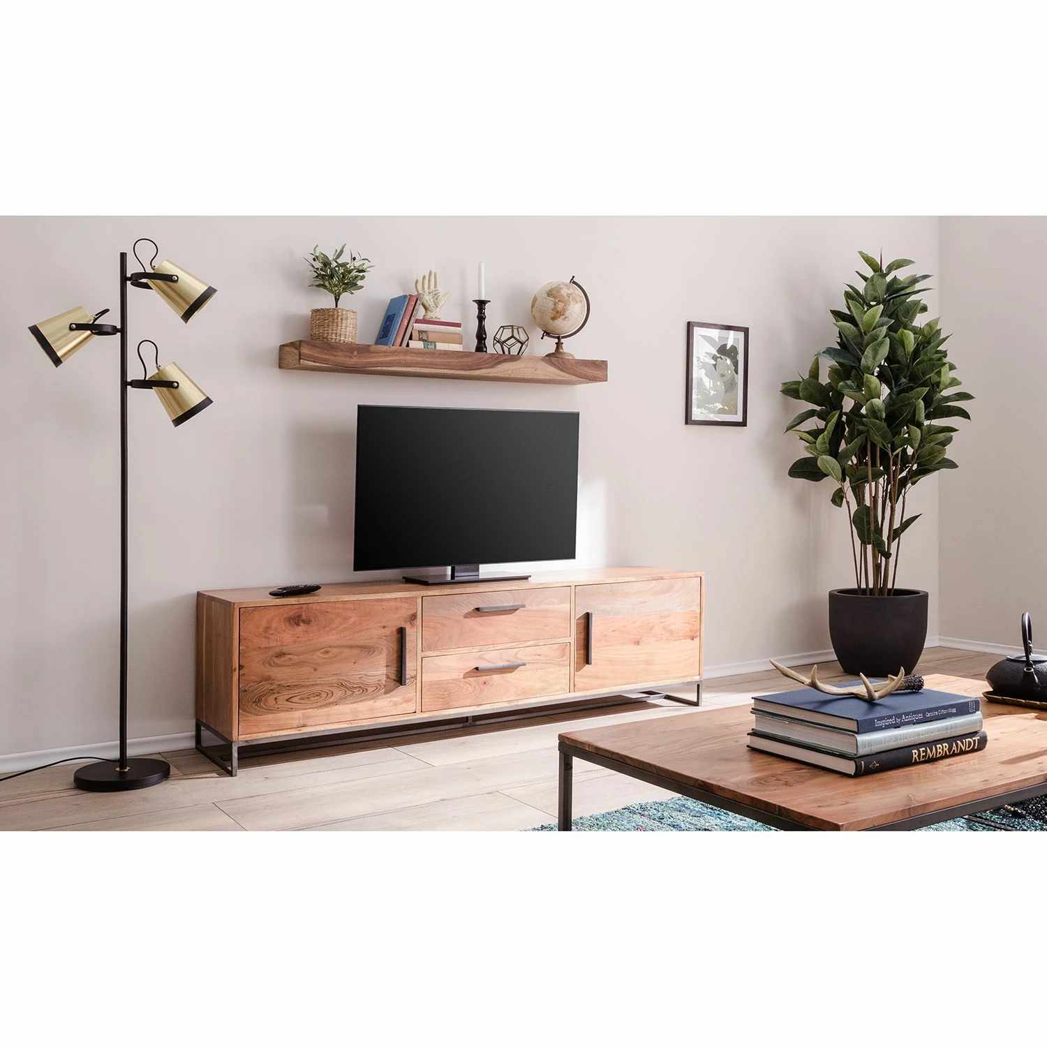 Wolf-Möbel Wandboard Yoga - Sheesham massiv 2 Wolf-Möbel Wandboard Yoga - Sheesham massiv – Bild 2