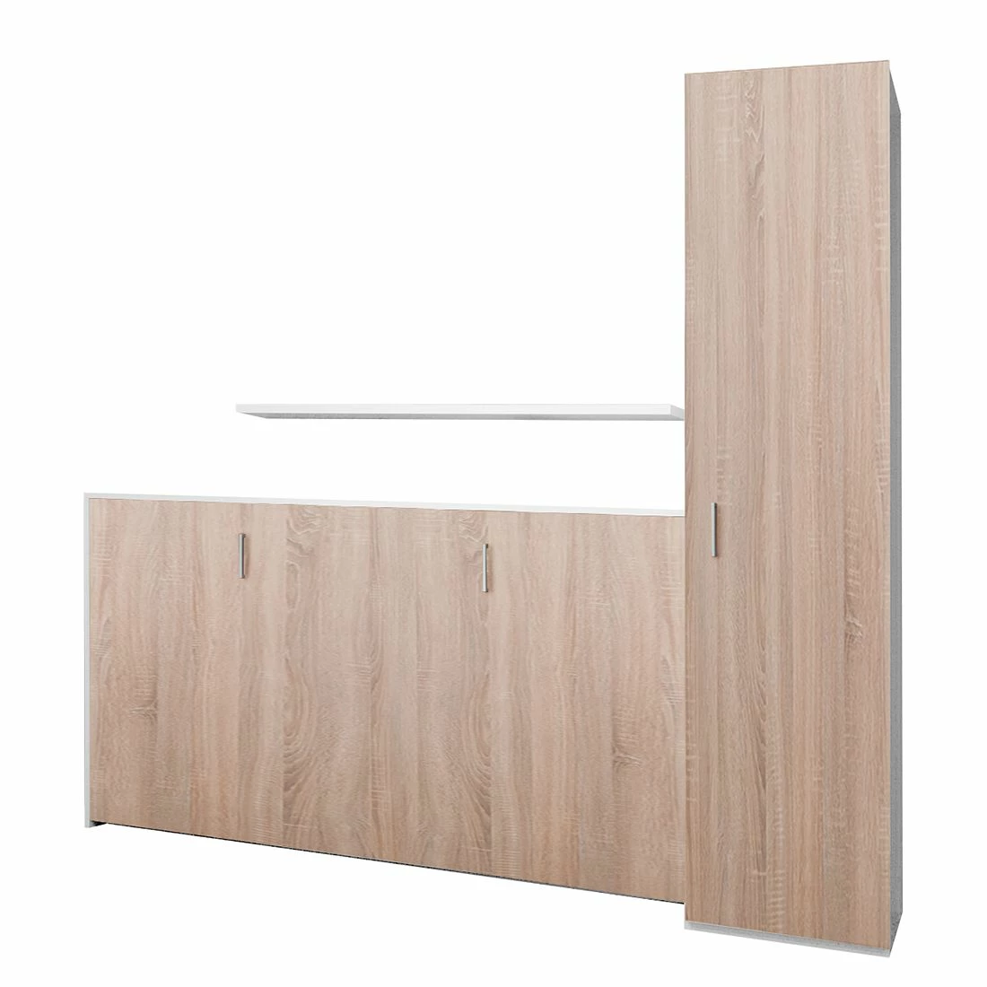 Loftscape Schrankbett-Kombination Godia II - Weiß / Eiche Sonoma Dekor - Bonellfederkernmatratze 5 Loftscape Schrankbett-Kombination Godia II - Weiß / Eiche Sonoma Dekor - Bonellfederkernmatratze – Bild 5
