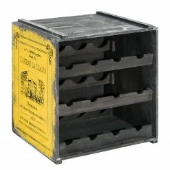 PureDay Weinregal Claire - Tannenholz - Gelb