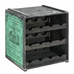 PureDay Weinregal Claire - Tannenholz - Grün