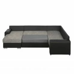 Roomscape Wohnlandschaft Berrings - (mit Schlaffunktion) - Kunstleder / Strukturstoff Schwarz / Grau - Longchair davorstehend links -Wohnzimmermöbel boutique en ligne wohnlandschaft berrings mit schlaffunktion kunstleder strukturstoff schwarz grau longchair davorstehend links 3633501