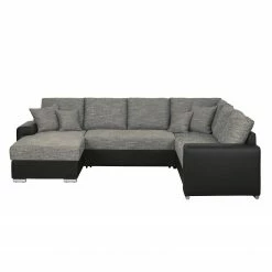 Roomscape Wohnlandschaft Berrings - (mit Schlaffunktion) - Kunstleder / Strukturstoff Schwarz / Grau - Longchair davorstehend links -Wohnzimmermöbel boutique en ligne wohnlandschaft berrings mit schlaffunktion kunstleder strukturstoff schwarz grau longchair davorstehend links 3633505