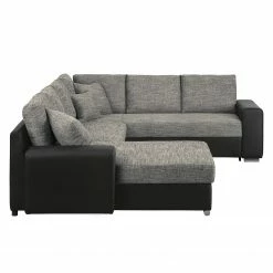 Roomscape Wohnlandschaft Berrings - (mit Schlaffunktion) - Kunstleder / Strukturstoff Schwarz / Grau - Longchair davorstehend links -Wohnzimmermöbel boutique en ligne wohnlandschaft berrings mit schlaffunktion kunstleder strukturstoff schwarz grau longchair davorstehend links 3633541