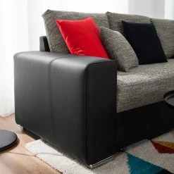 Roomscape Wohnlandschaft Berrings - (mit Schlaffunktion) - Kunstleder / Strukturstoff Schwarz / Grau - Longchair davorstehend links -Wohnzimmermöbel boutique en ligne wohnlandschaft berrings mit schlaffunktion kunstleder strukturstoff schwarz grau longchair davorstehend rechts 4993784