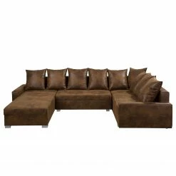 Mooved Wohnlandschaft Sibenik - (mit Schlaffunktion) - Antiklederoptik - Braun - Longchair davorstehend rechts / Ottomane links -Wohnzimmermöbel boutique en ligne wohnlandschaft sibenik antiklederoptik longchair davorstehend rechts ottomane links braun 4960352