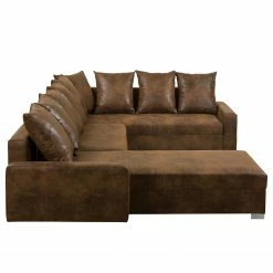 Mooved Wohnlandschaft Sibenik - (mit Schlaffunktion) - Antiklederoptik - Braun - Longchair davorstehend rechts / Ottomane links -Wohnzimmermöbel boutique en ligne wohnlandschaft sibenik antiklederoptik longchair davorstehend rechts ottomane links braun 4960360