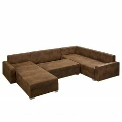 Mooved Wohnlandschaft Sibenik - (mit Schlaffunktion) - Antiklederoptik - Braun - Longchair davorstehend rechts / Ottomane links -Wohnzimmermöbel boutique en ligne wohnlandschaft sibenik antiklederoptik longchair davorstehend rechts ottomane links braun 4960372