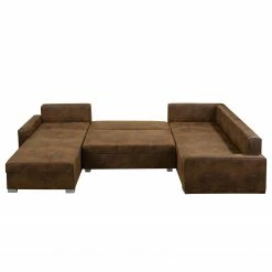 Mooved Wohnlandschaft Sibenik - (mit Schlaffunktion) - Antiklederoptik - Braun - Longchair davorstehend rechts / Ottomane links -Wohnzimmermöbel boutique en ligne wohnlandschaft sibenik antiklederoptik longchair davorstehend rechts ottomane links braun 4960376