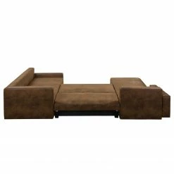 Mooved Wohnlandschaft Sibenik - (mit Schlaffunktion) - Antiklederoptik - Braun - Longchair davorstehend rechts / Ottomane links -Wohnzimmermöbel boutique en ligne wohnlandschaft sibenik antiklederoptik longchair davorstehend rechts ottomane links braun 4960388
