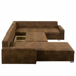 Mooved Wohnlandschaft Sibenik - (mit Schlaffunktion) - Antiklederoptik - Braun - Longchair davorstehend rechts / Ottomane links -Wohnzimmermöbel boutique en ligne wohnlandschaft sibenik antiklederoptik longchair davorstehend rechts ottomane links braun 4960392