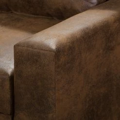 Mooved Wohnlandschaft Sibenik - (mit Schlaffunktion) - Antiklederoptik - Braun - Longchair davorstehend rechts / Ottomane links -Wohnzimmermöbel boutique en ligne wohnlandschaft sibenik antiklederoptik longchair davorstehend rechts ottomane links braun 4960404