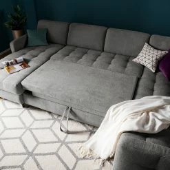 Fredriks Wohnlandschaft Tanete - Strukturstoff - Grau - Longchair davorstehend links / Ottomane rechts - Schlaffunktion -Wohnzimmermöbel boutique en ligne wohnlandschaft tanete strukturstoff longchair davorstehend links ottomane rechts mit schlaffunktion grau 4997284