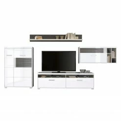 Loftscape Wohnwand Arco I (4-teilig) - Hochglanz Weiß / Grau -Wohnzimmermöbel boutique en ligne wohnwand arco i 4 teilig hochglanz weiss grau 4711060