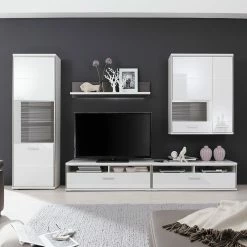 Loftscape Wohnwand Arco I (5-teilig) - Hochglanz Weiß / Grau -Wohnzimmermöbel boutique en ligne wohnwand arco i 5 teilig hochglanz weiss grau 4710628