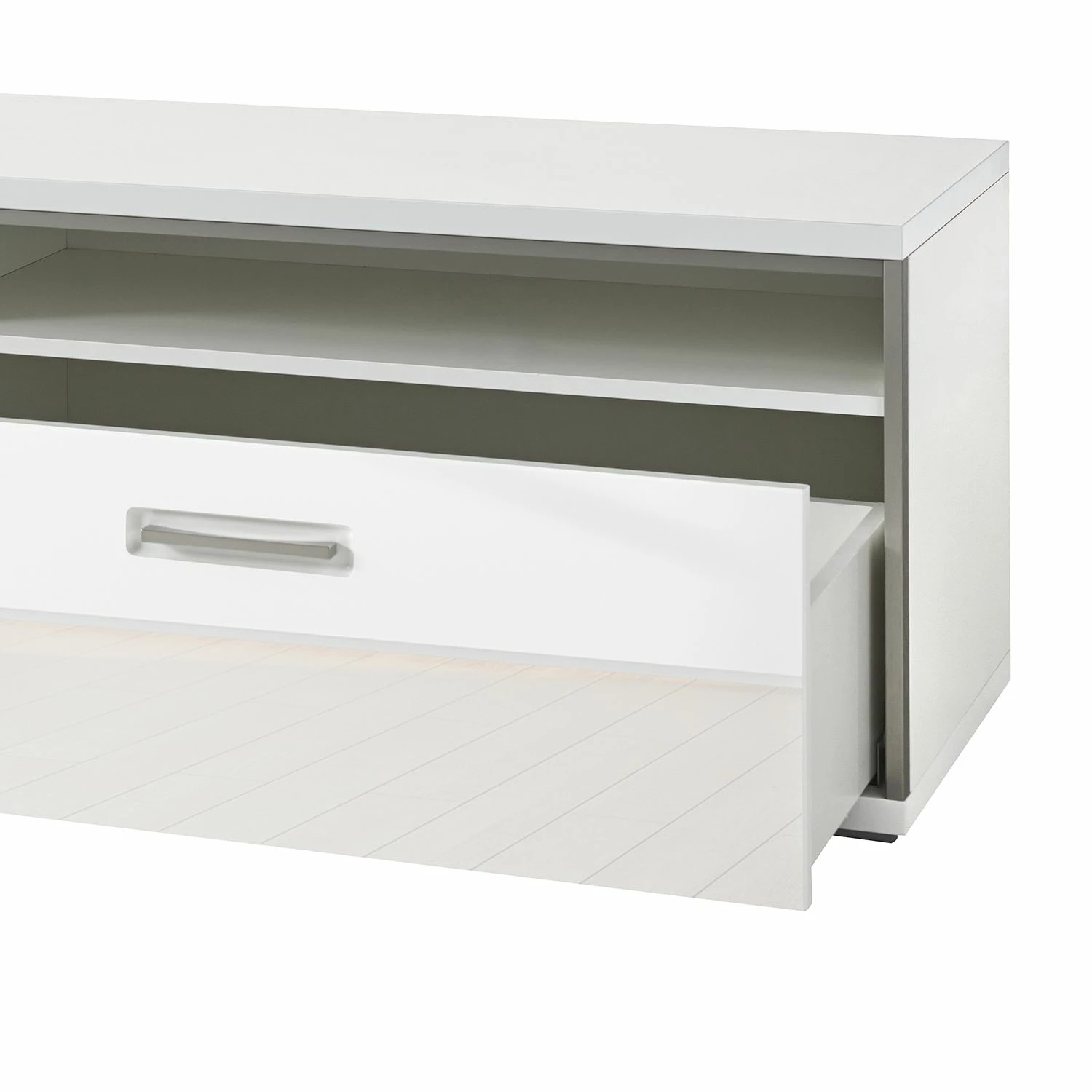 Loftscape Wohnwand Arco III (4-teilig) - Hochglanz Weiß / Grau 9 Loftscape Wohnwand Arco III (4-teilig) - Hochglanz Weiß / Grau – Bild 9