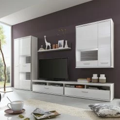 Loftscape Wohnwand Arco II (5-teilig) - Hochglanz Weiß / Grau -Wohnzimmermöbel boutique en ligne wohnwand arco ii 5 teilig hochglanz weiss grau 4710660