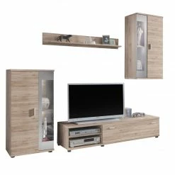 Mooved Wohnwand Baceno (4-teilig) - Eiche Sanremo Dekor - Ohne Beleuchtung -Wohnzimmermöbel boutique en ligne wohnwand baceno 4 teilig eiche san remo dekor 2271166