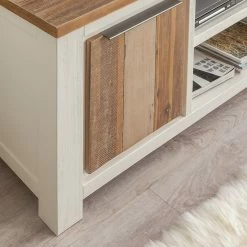 Maison Belfort Wohnwand Doral (3-teilig) - Akazie teilmassiv - Weiß / Akazie -Wohnzimmermöbel boutique en ligne wohnwand doral 3 teilig akazie teilmassiv weiss akazie 3588901