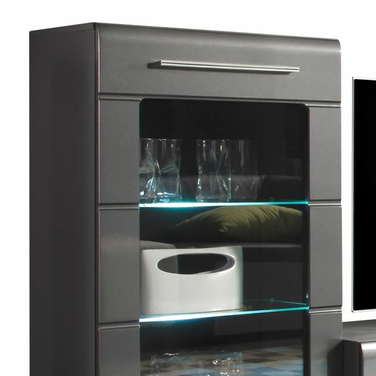 Loftscape Wohnwand Tadeus I (4-teilig) - Inkl. Beleuchtung - Hochglanz Grau / Grau 5 Loftscape Wohnwand Tadeus I (4-teilig) - Inkl. Beleuchtung - Hochglanz Grau / Grau – Bild 5