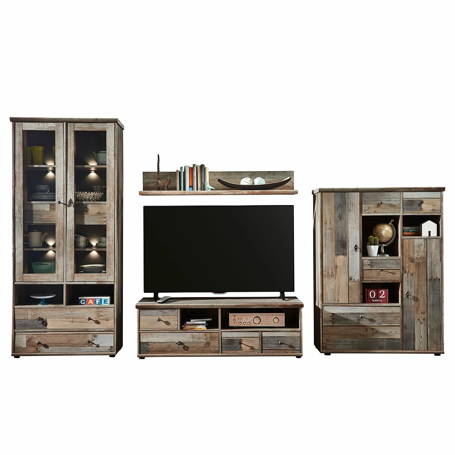 Red Living Wohnwand Tapara (4-teilig) - inkl. Beleuchtung - Braun / Grau 2 Red Living Wohnwand Tapara (4-teilig) - inkl. Beleuchtung - Braun / Grau – Bild 2