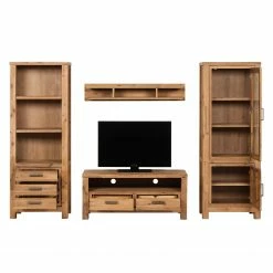 Ars Natura Wohnwand Toumanar (4-teilig) I - Akazie teilmassiv - Akazie Sand -Wohnzimmermöbel boutique en ligne wohnwand toumanar 4 teilig i akazie teilmassiv akazie sand 3600821