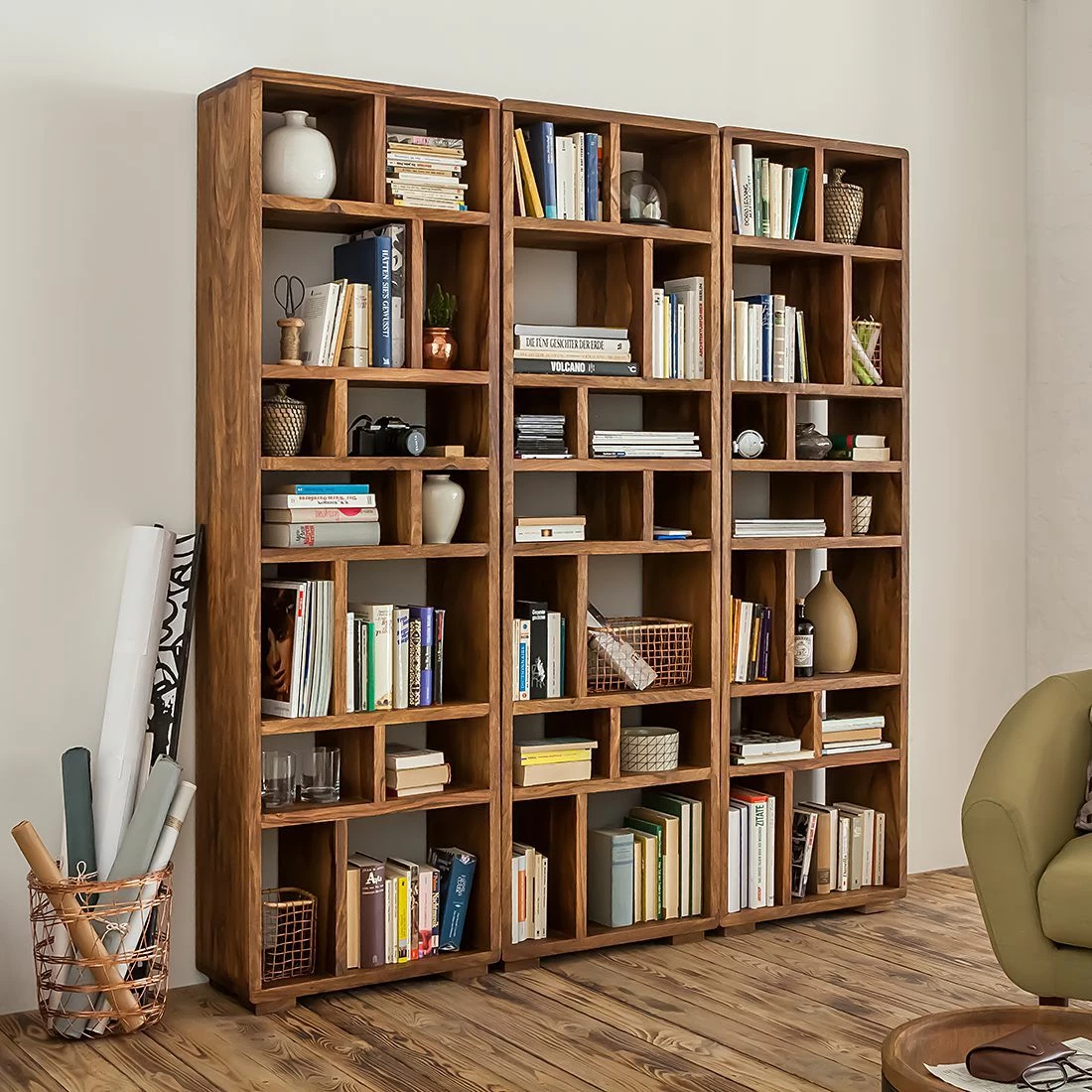 Ars manufacti Wohnwand Trangle (3-teilig) - Sheesham massiv 4 Ars manufacti Wohnwand Trangle (3-teilig) - Sheesham massiv – Bild 4